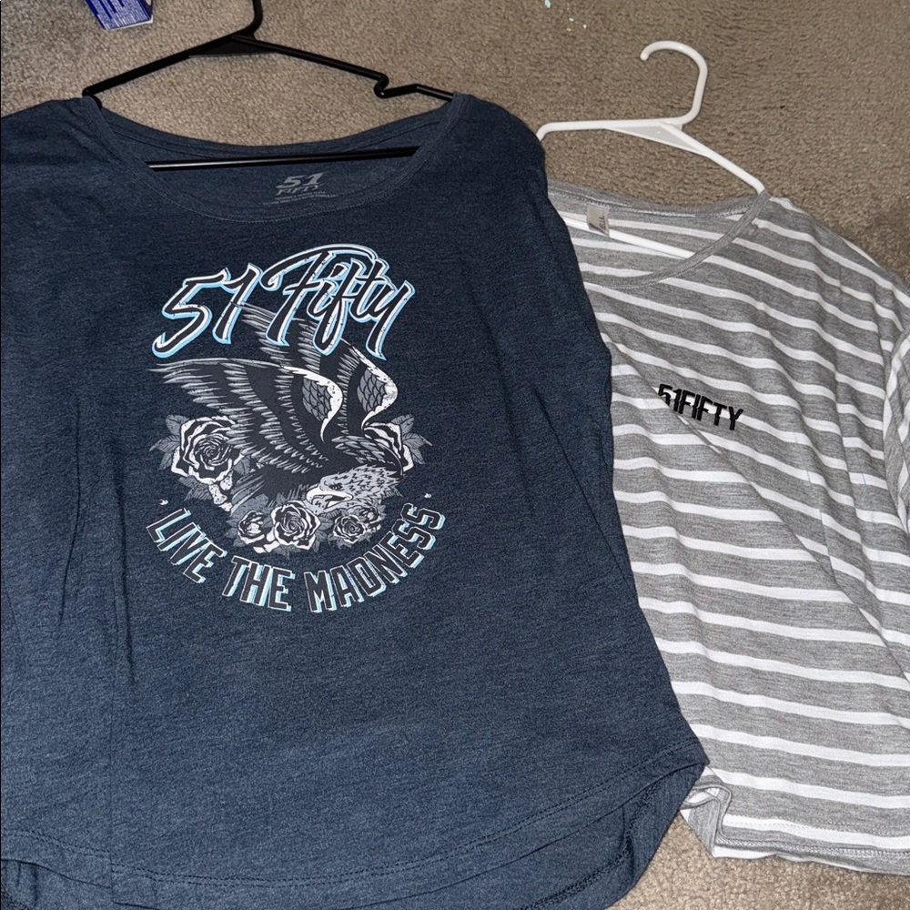 51Fifty Graphic Tee and Striped Top